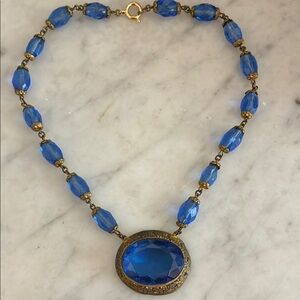 Vintage Czech Blue Glass Necklace